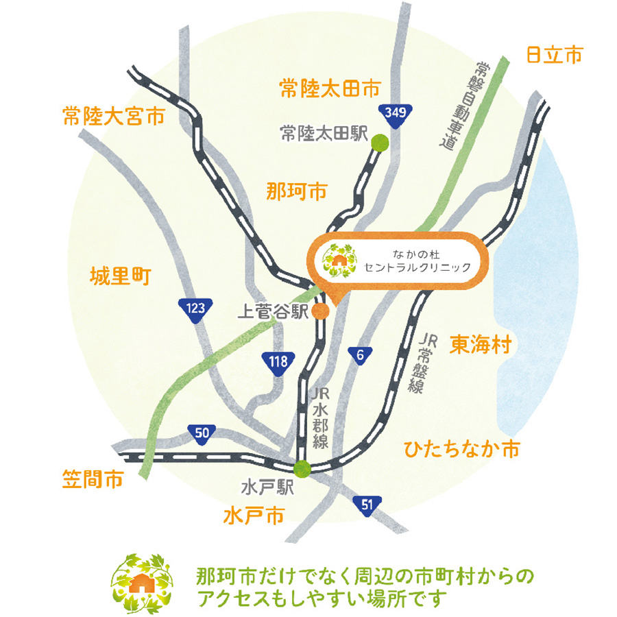 周辺市区町村からのイラストマップ